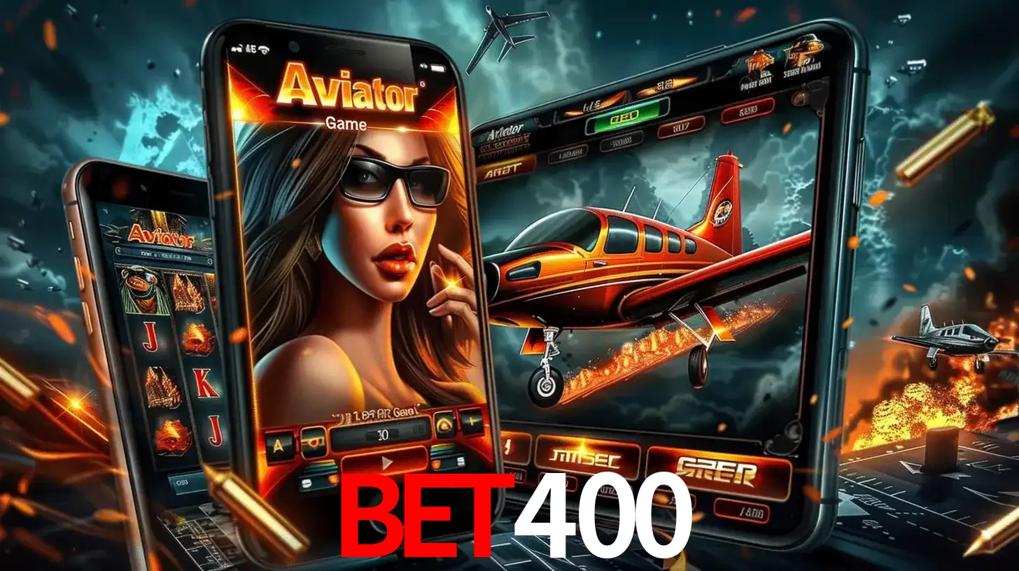 O popular jogo de apostas Aviator exibido em vários celulares e tablets, mostrando a interface emocionante e a ação de voo disponíveis para jogar agora no BET400.