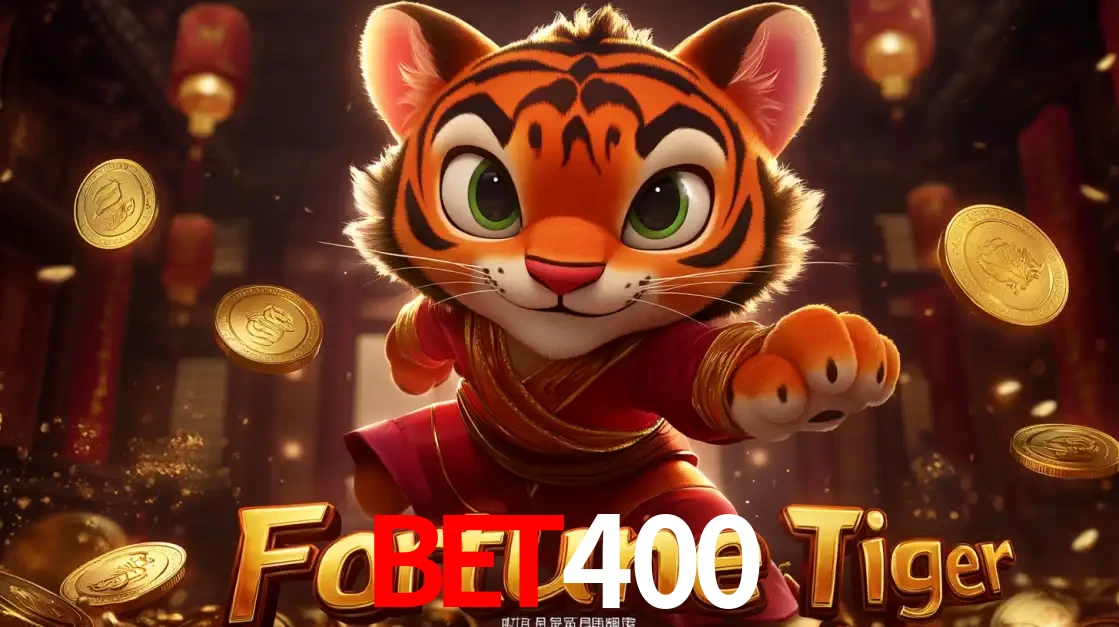 O carismático mascote do jogo de slot Fortune Tiger, um tigre fofo em pose de artes marciais, pronto para trazer sorte e multiplicadores de ganhos no cassino online BET400.