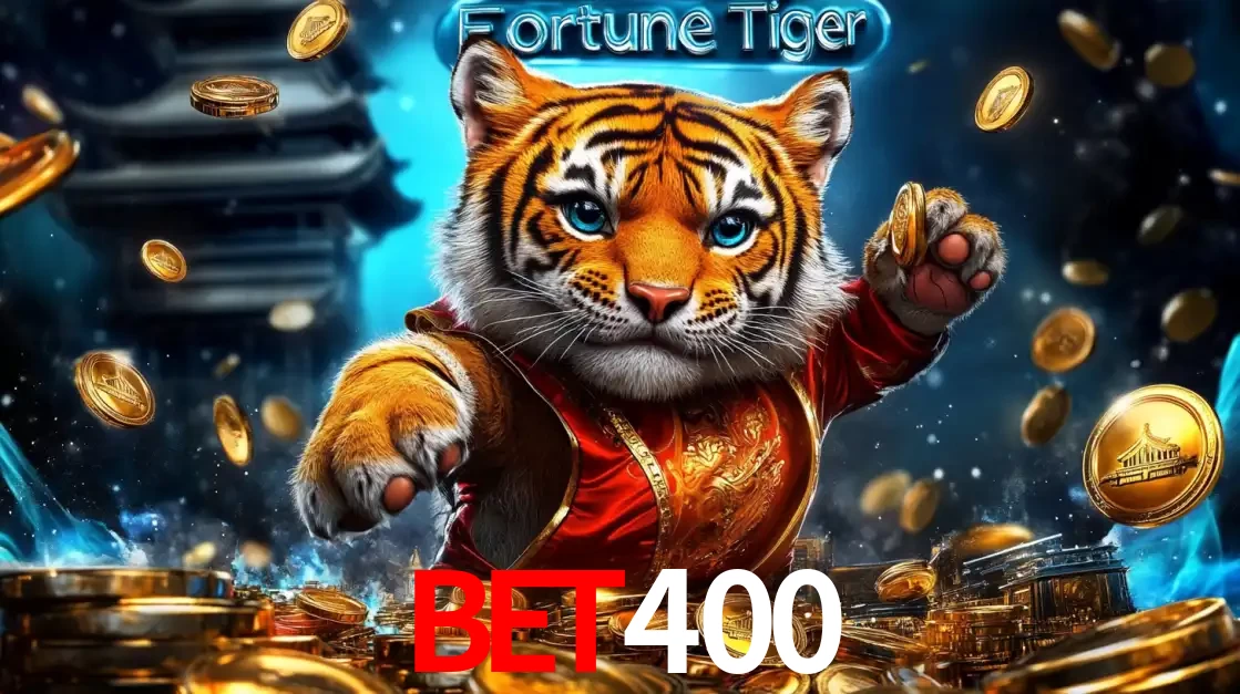 Imagem promocional do jogo de slot Fortune Tiger, com um tigre majestoso em traje tradicional cercado por uma fortuna em moedas de ouro, disponível agora no cassino BET400.